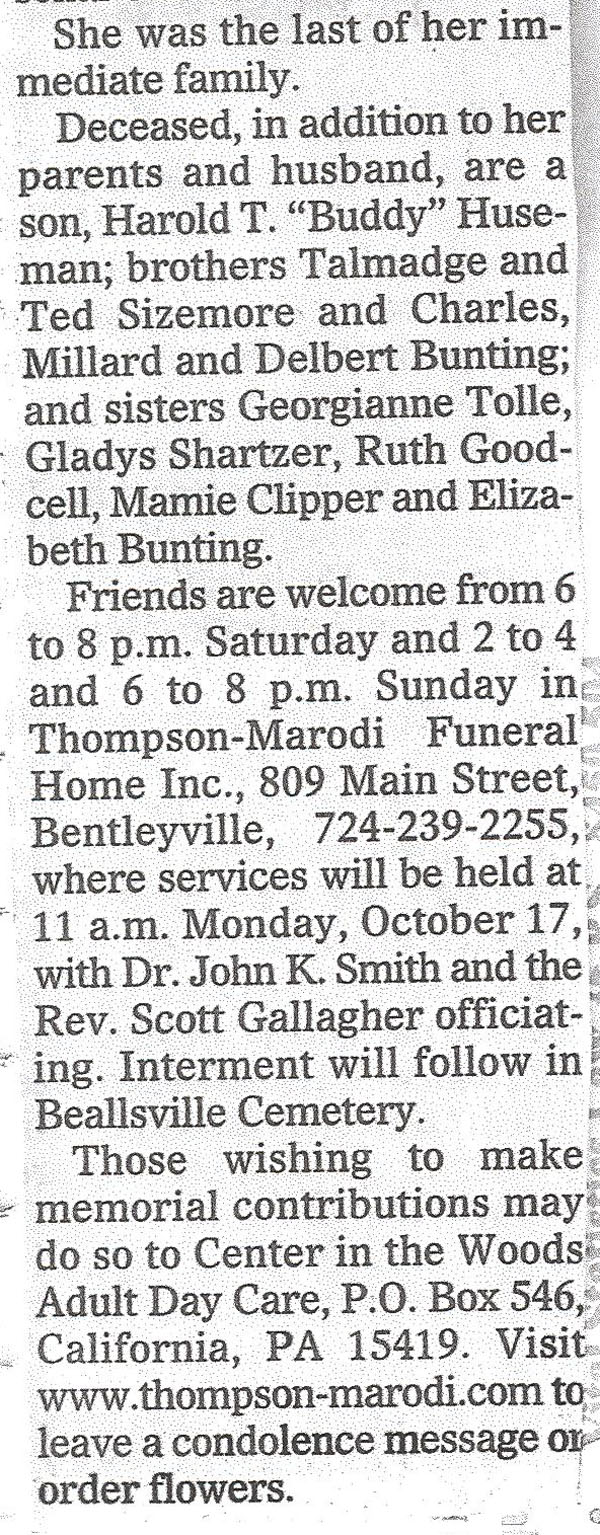 Dolores Ann Sizemore Huseman obit